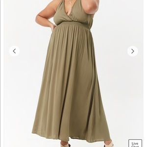 Plus Size Halter Maxi Dress Light Olive